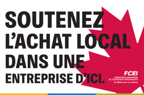 Slogan de la fédération canadienne de l'entreprise indépendante, un effort contre les récents tarifs américains